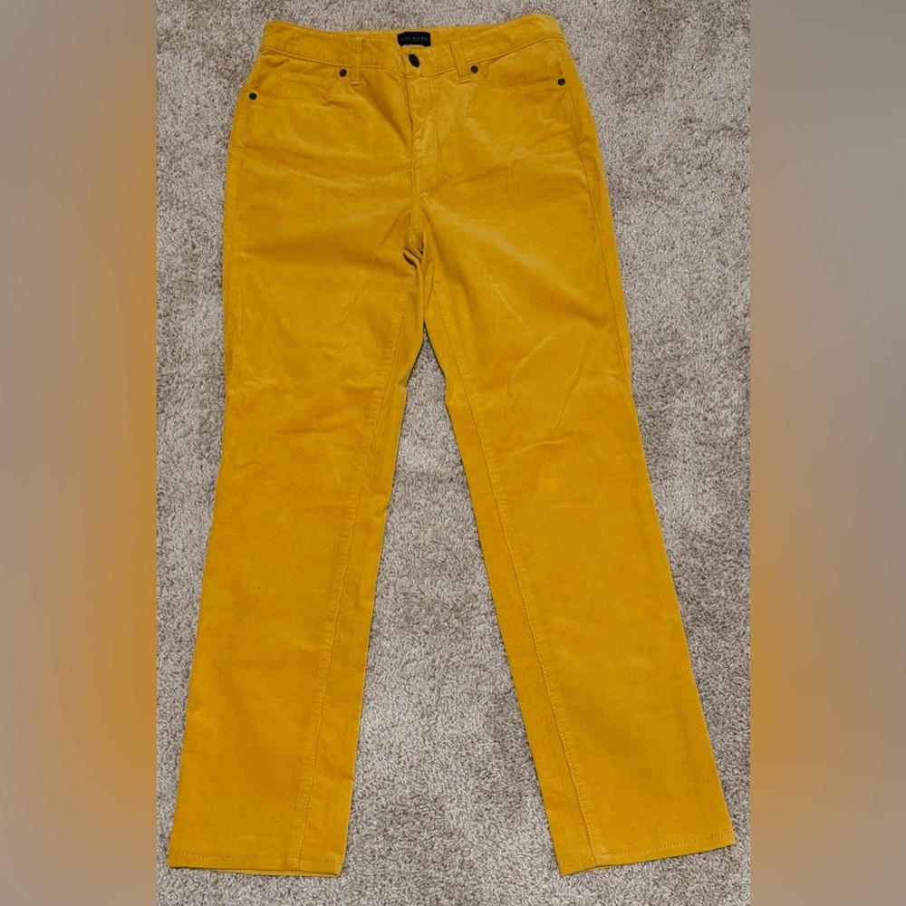 Talbots Corduroy Size 4 Straight Let Yellow Pants Stretch Cotton Blend Pockets